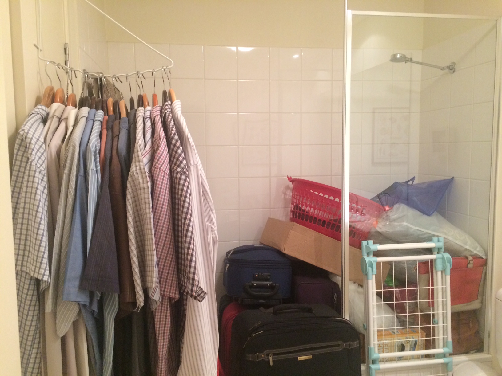 I decluttered my wardrobe into the bathroom!